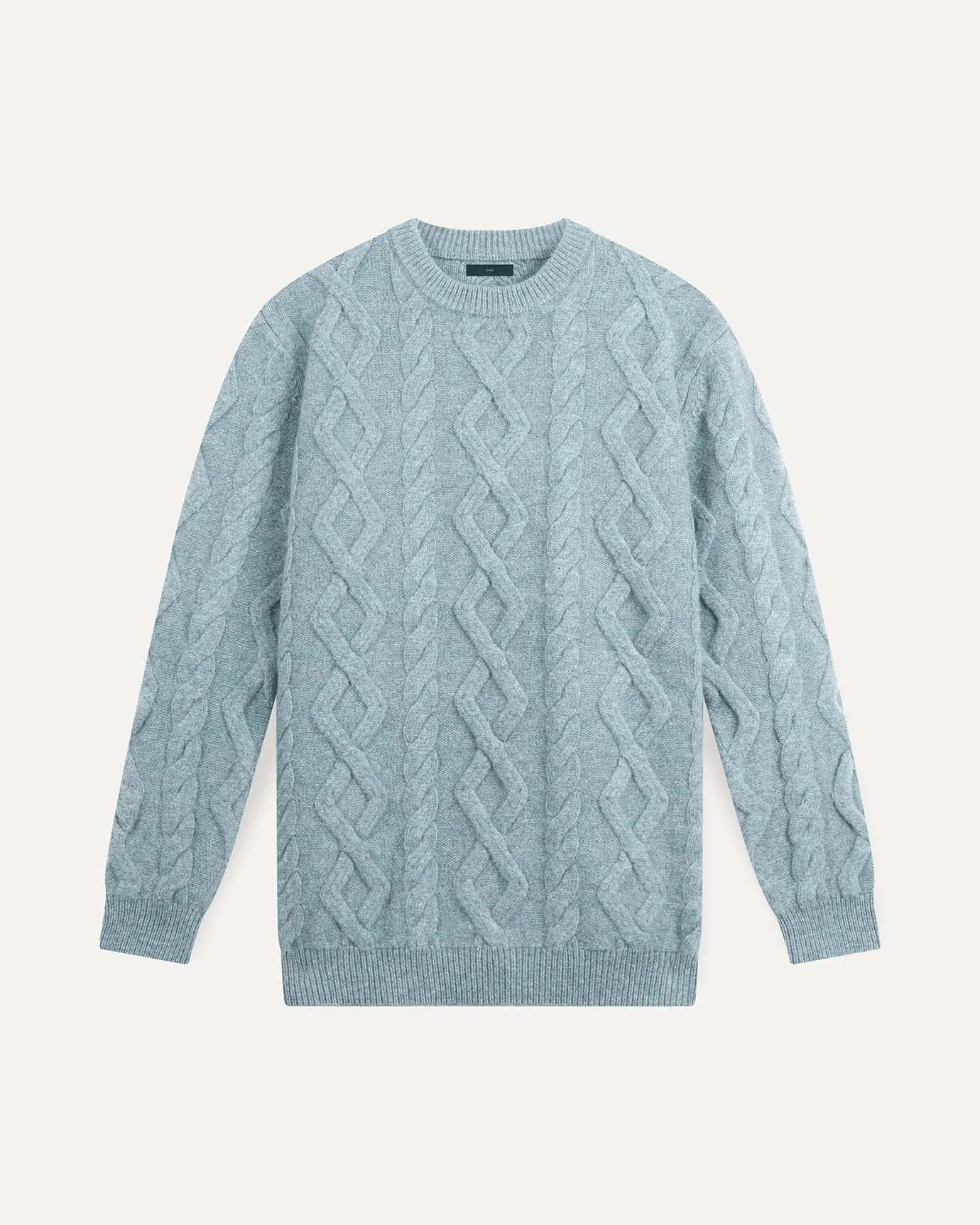 Front view of Marble Blue Green Fine Cashmere & Wool Sweater Pullover
