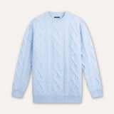 Front view of Sky Blue Fine Cashmere & Wool Sweater Pullover