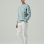 Fine Cashmere & Wool Sweater Pullover shown in a lifestyle setting, alternate view