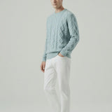 Fine Cashmere & Wool Sweater Pullover shown in a lifestyle setting, alternate view