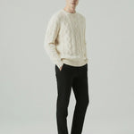 Fine Cashmere & Wool Sweater Pullover shown in a lifestyle setting, cropped view