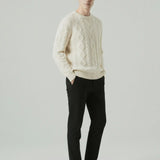 Fine Cashmere & Wool Sweater Pullover shown in a lifestyle setting, cropped view