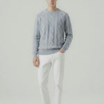 Fine Cashmere & Wool Sweater Pullover shown in a lifestyle setting, full length view