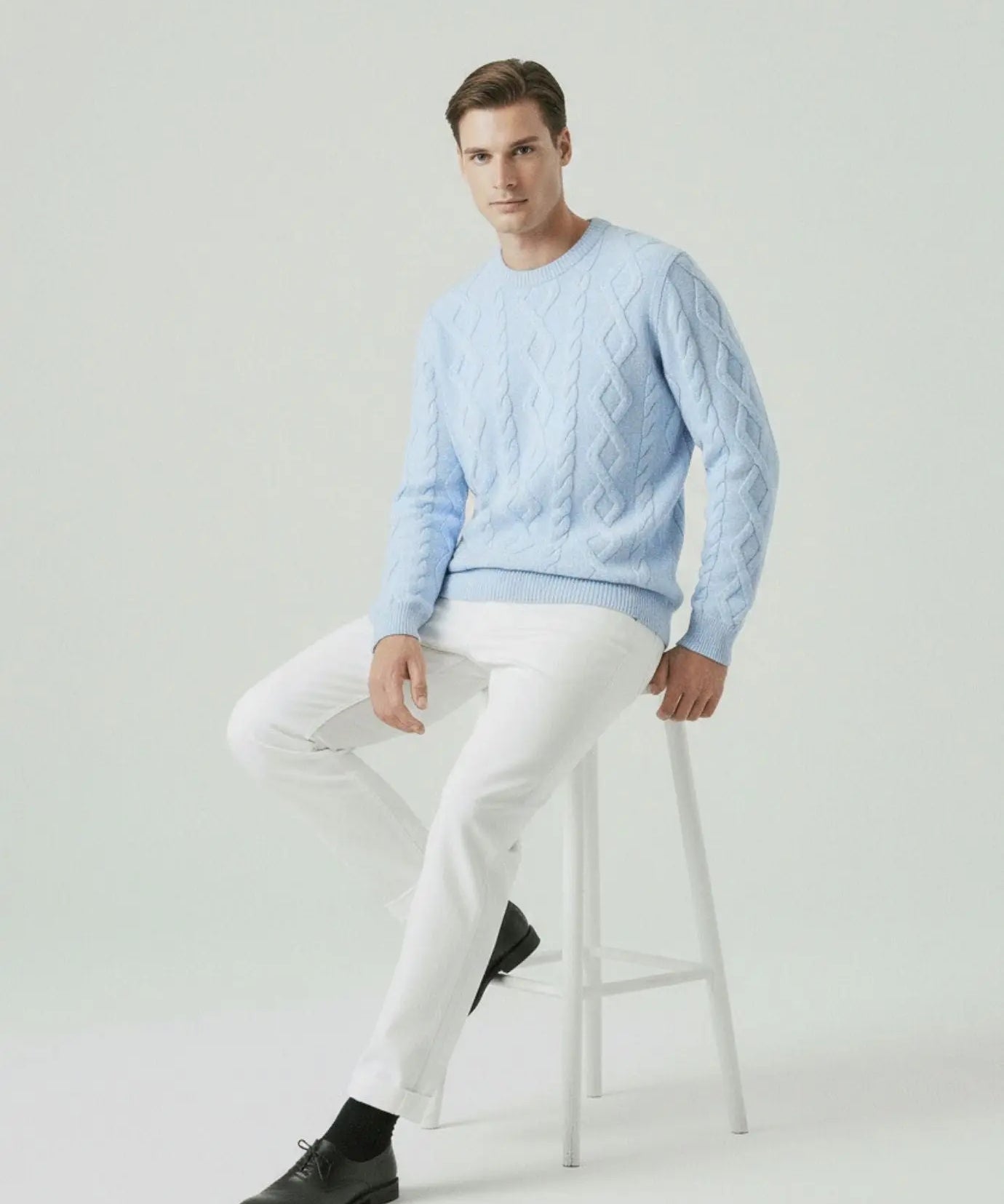 Fine Cashmere & Wool Sweater Pullover shown in a lifestyle setting