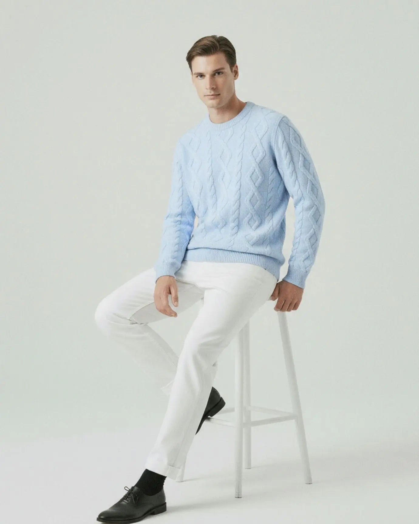 Fine Cashmere & Wool Sweater Pullover shown in a lifestyle setting