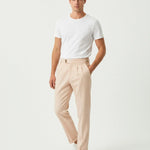 Fine Cotton Trousers Apricot shown in a lifestyle setting, alternate view