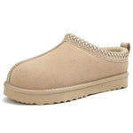 Side view of Beige Fiona Cozy Suede Slipper