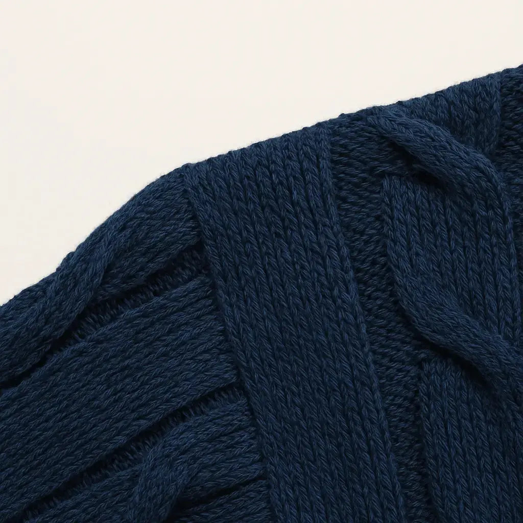 Close-up detail of Fjord Polo Sweater, construction detail