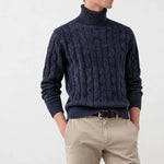 Fjord Polo Sweater shown in a lifestyle setting, full length view