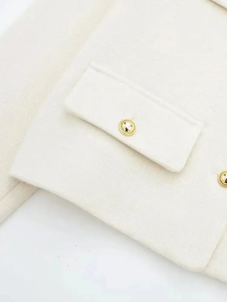 Close-up detail of Golden Button Jacket Coat