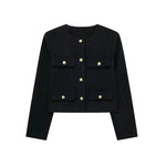 Front view of Black Golden Button Jacket Coat