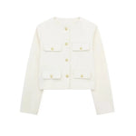 Front view of White Golden Button Jacket Coat