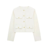 Front view of White Golden Button Jacket Coat