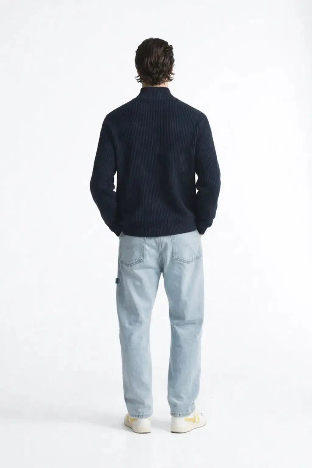 Back view of Cardigan Half-zip Sweater