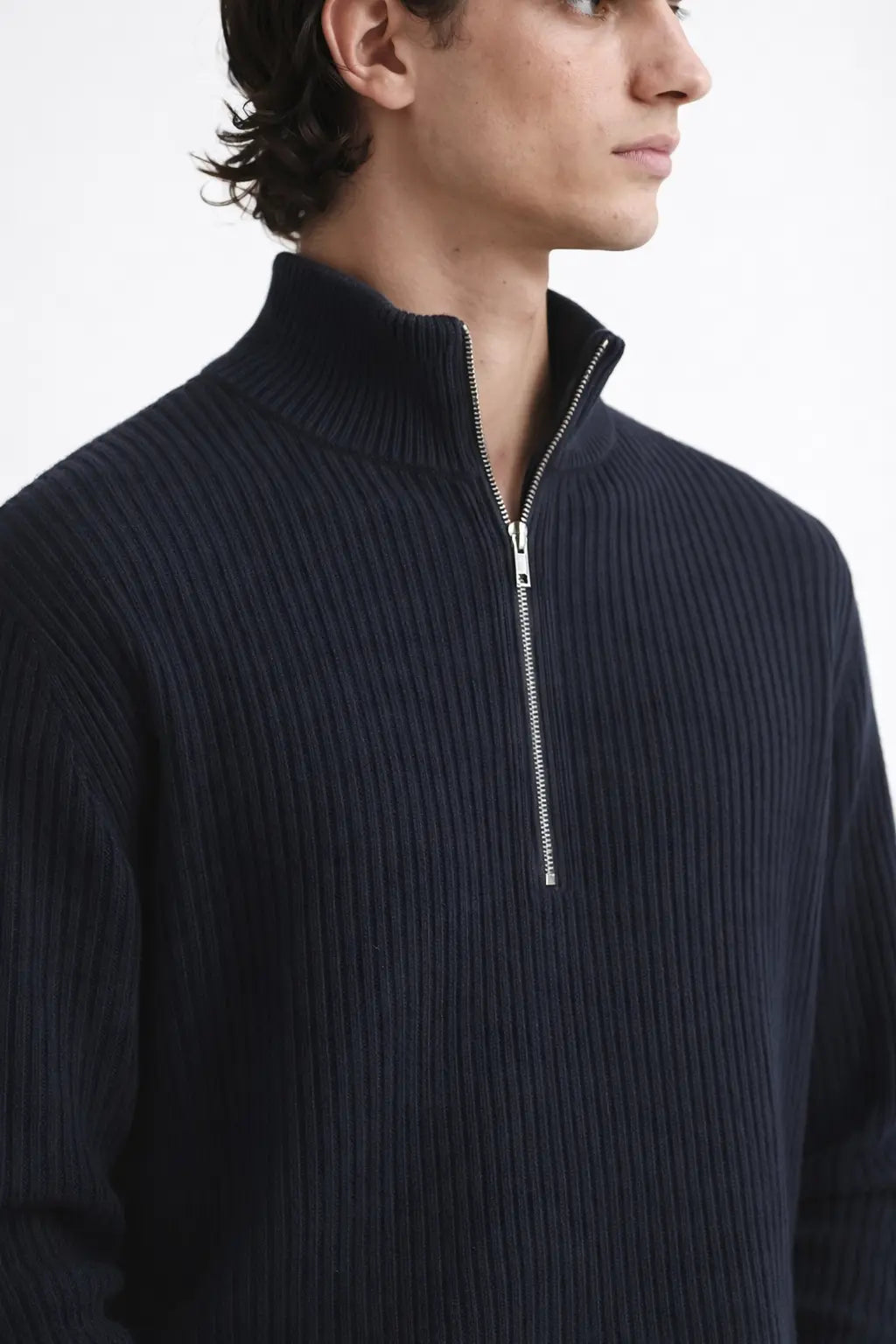 Close-up detail of Cardigan Half-zip Sweater