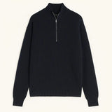Front view of Navy Blue Cardigan Half-zip Sweater