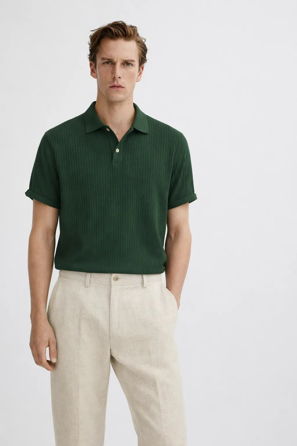 Hampton Breeze Polo shown in a lifestyle setting, cropped view