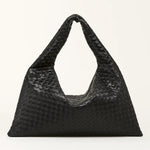 Front view of Black Handmade Woven Tote Bag