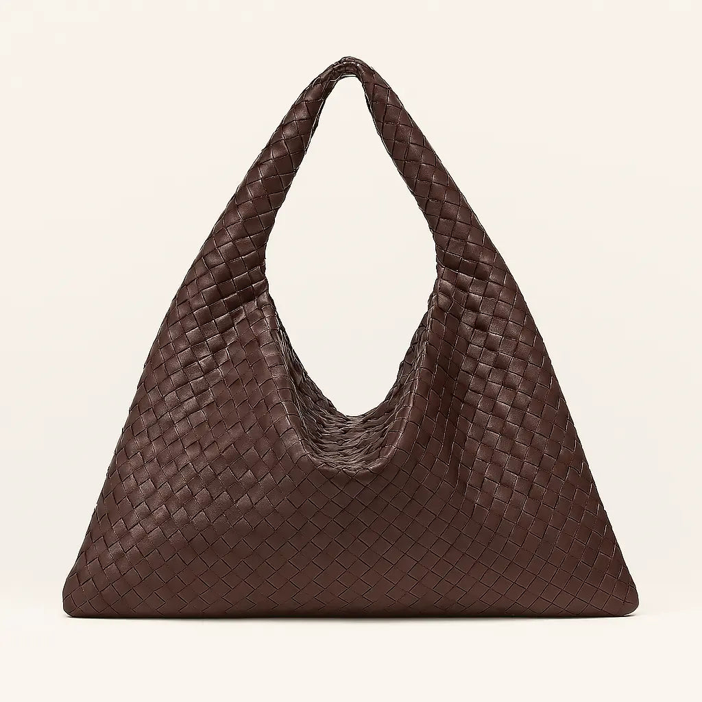 Front view of Coffee Handmade Woven Tote Bag
