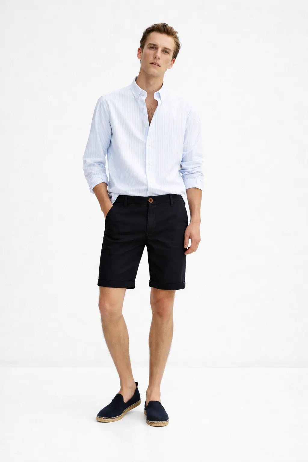 Harbor Chino Shorts shown in a lifestyle setting, cropped view