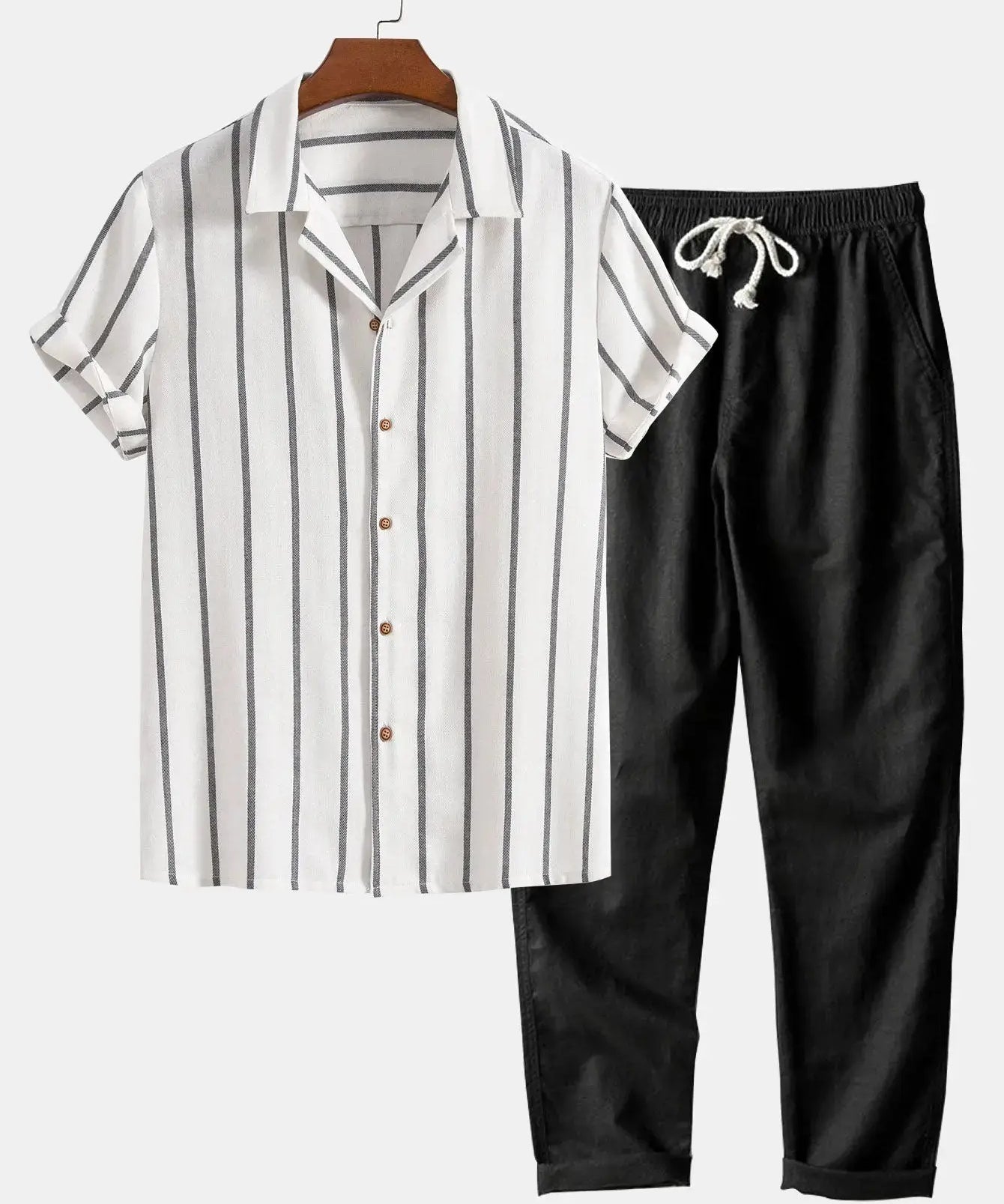 White & Black Havana - Short-Sleeved Set shown in a lifestyle setting