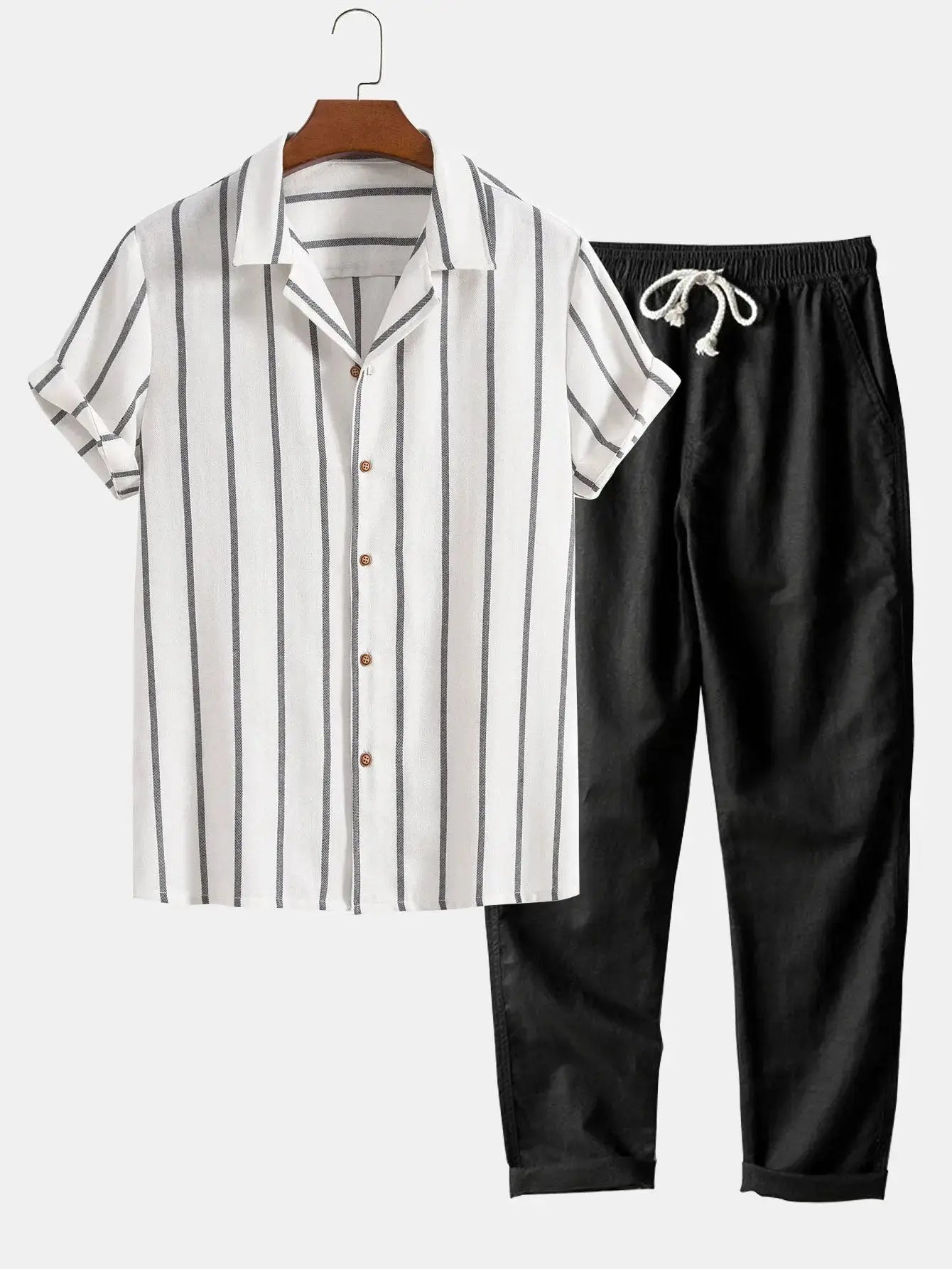 White & Black Havana - Short-Sleeved Set shown in a lifestyle setting