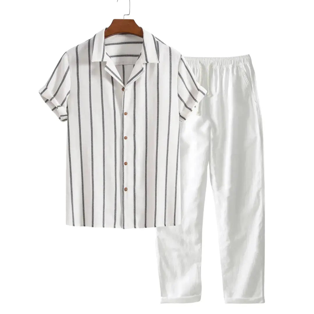 White Set Havana - Short-Sleeved Set shown in a lifestyle setting