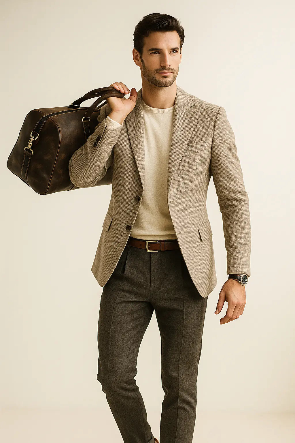 Hawthorne Brief Bag shown in a lifestyle setting, alternate view