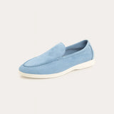 Blue High Quality Classic Low Loafers shown in a lifestyle setting