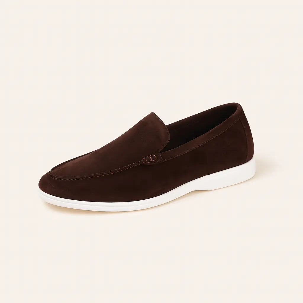 Brown High Quality Classic Low Loafers shown in a lifestyle setting