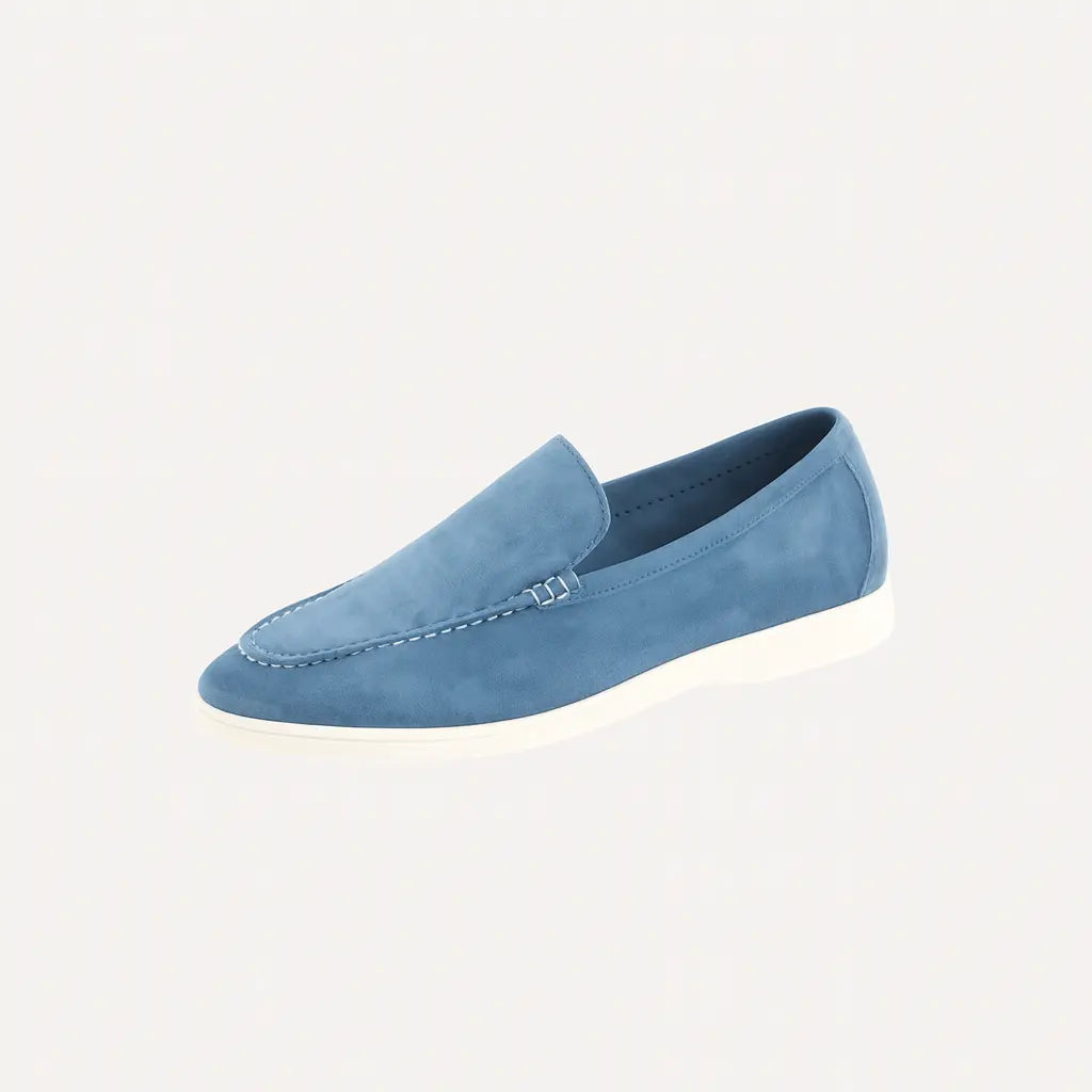 Side view of Sky Blue High Quality Classic Low Loafers