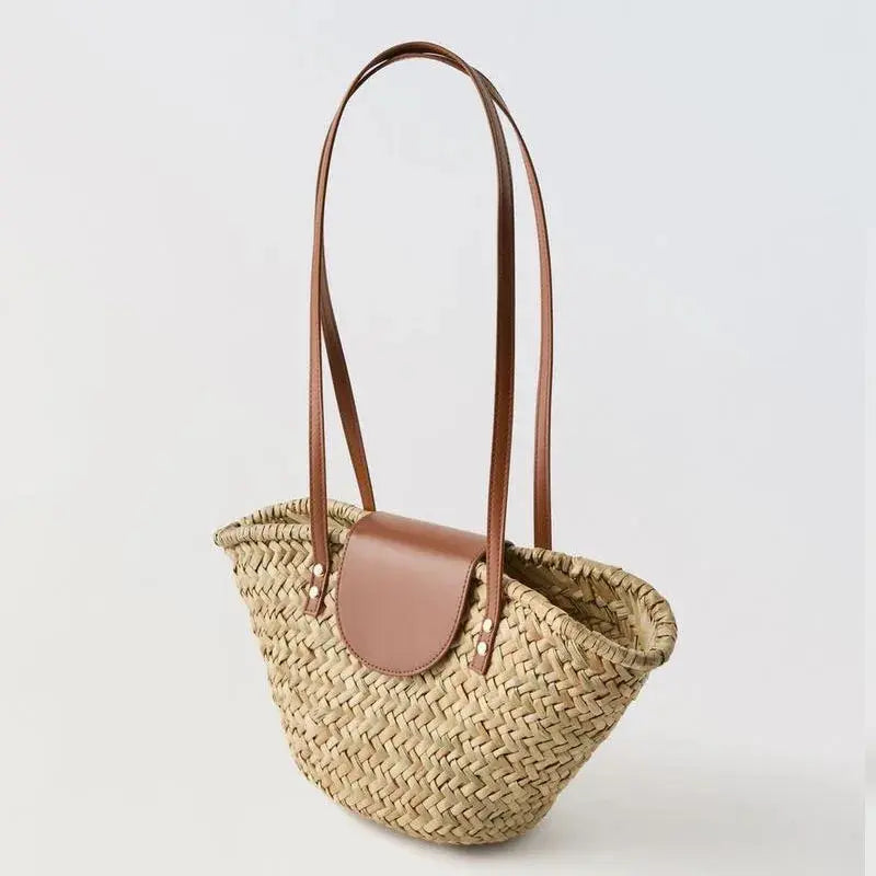 Front view of Isla Straw Bag, alternate view