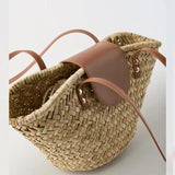 Open Isla Straw Bag showing the interior