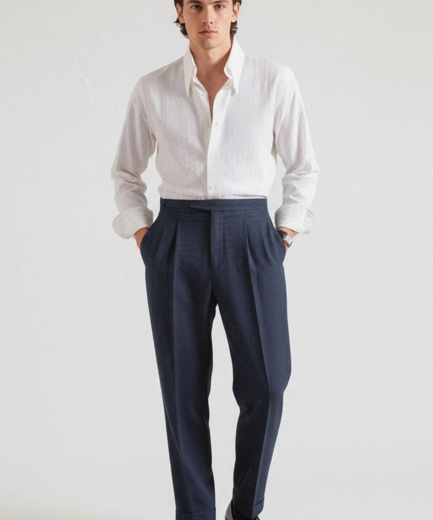 Close-up detail of Italian Business Casual Trousers Breathable