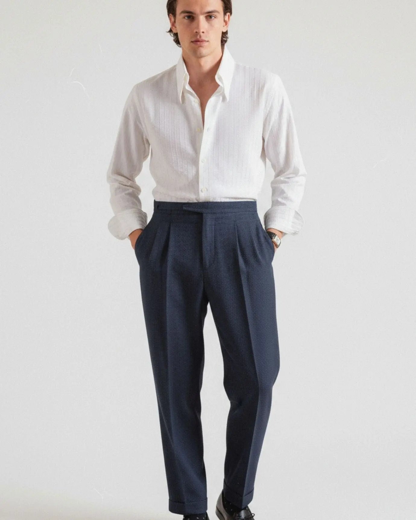 Close-up detail of Italian Business Casual Trousers Breathable