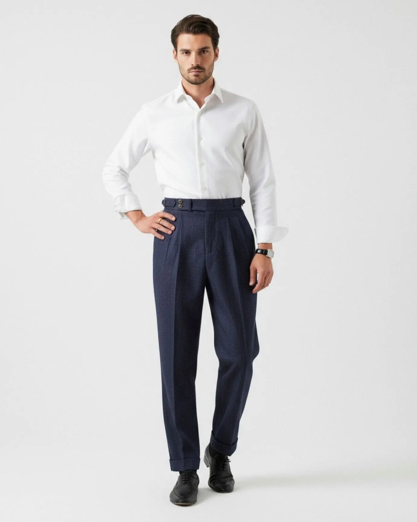 Back view of Italian Trousers Old Money Style Worsted Wool