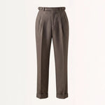 Close-up detail of Khaki Italian Trousers Old Money Style Worsted Wool