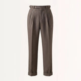Close-up detail of Khaki Italian Trousers Old Money Style Worsted Wool