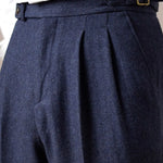 Italian Trousers Old Money Style Worsted Wool shown in a lifestyle setting, alternate view