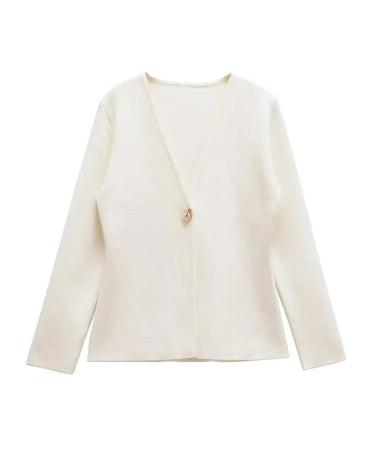 Front view of Creme Ivory Cardigan