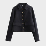 Front view of Navy Blue Jacket Wool & Blends Coats