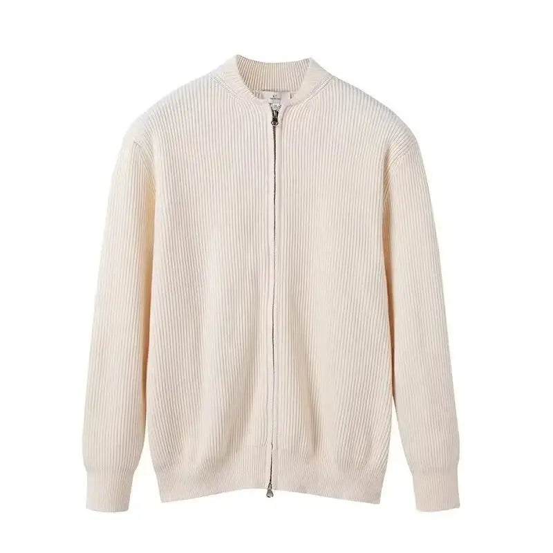 Front view of Apricot Knitted Two-Zip Sweater