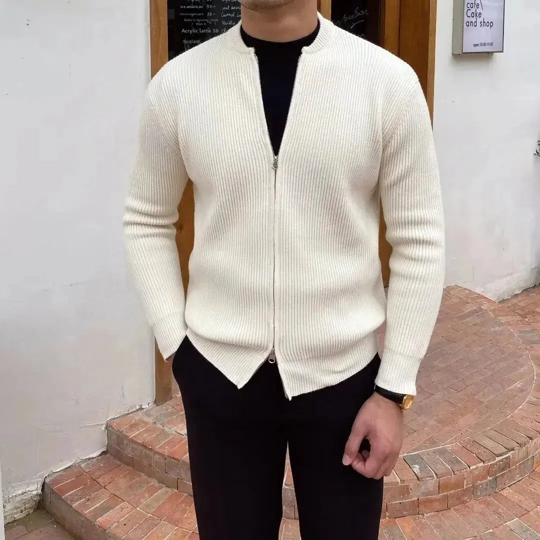 Knitted Two-Zip Sweater shown in a lifestyle setting