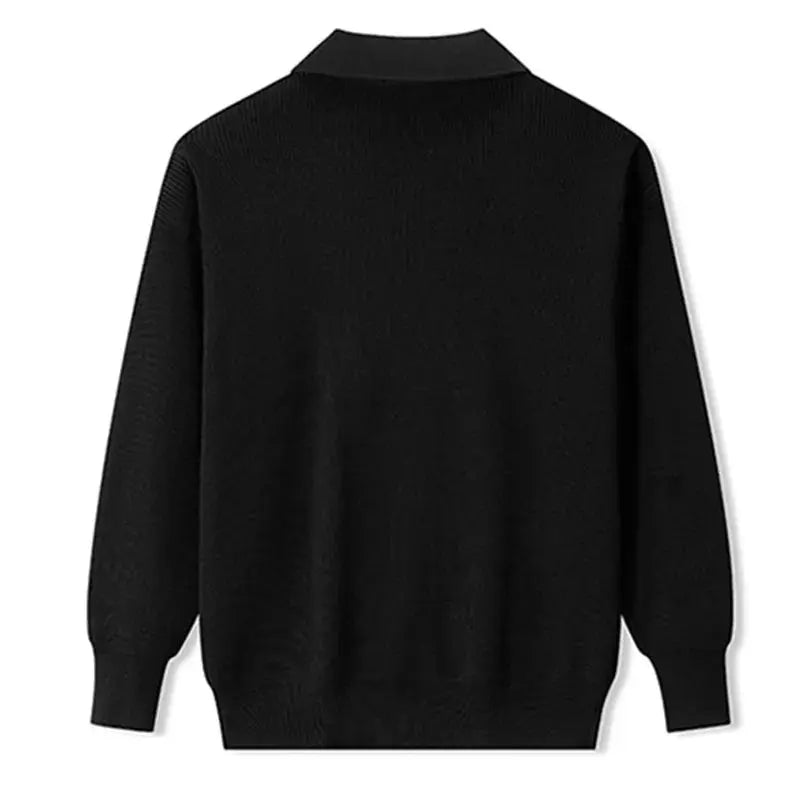 Back view of Knitted Zip-Up Sweater
