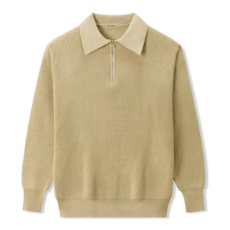 Front view of Knitted Zip-Up Sweater, full view