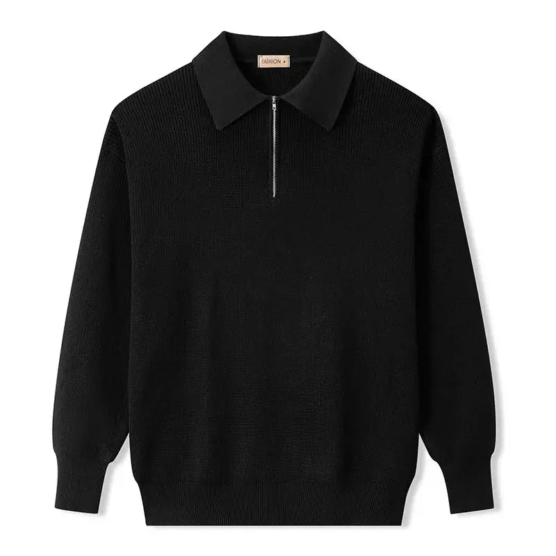 Front view of Knitted Zip-Up Sweater