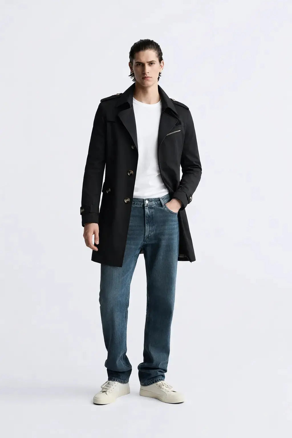 Le Marquis Coat shown in a lifestyle setting, full length view