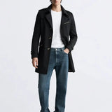 Le Marquis Coat shown in a lifestyle setting, full length view