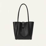 Front view of Black Leather button bag