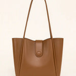 Front view of Brown Leather button bag